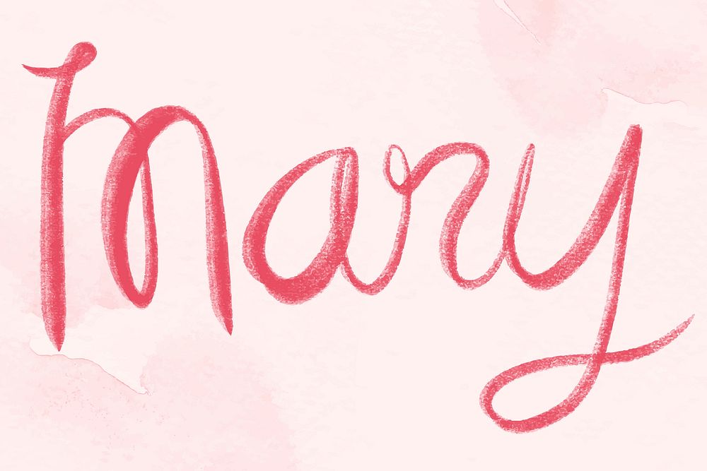 Mary female name lettering vector font