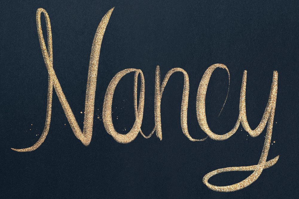 Nancy cursive gold font typography