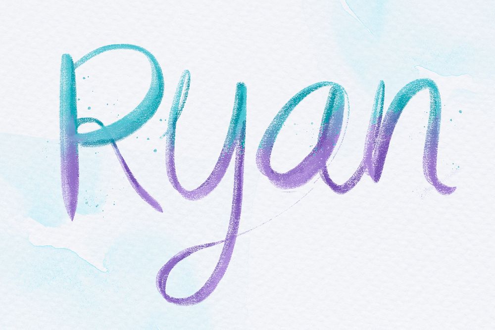 Ryan psd name word pastel typography