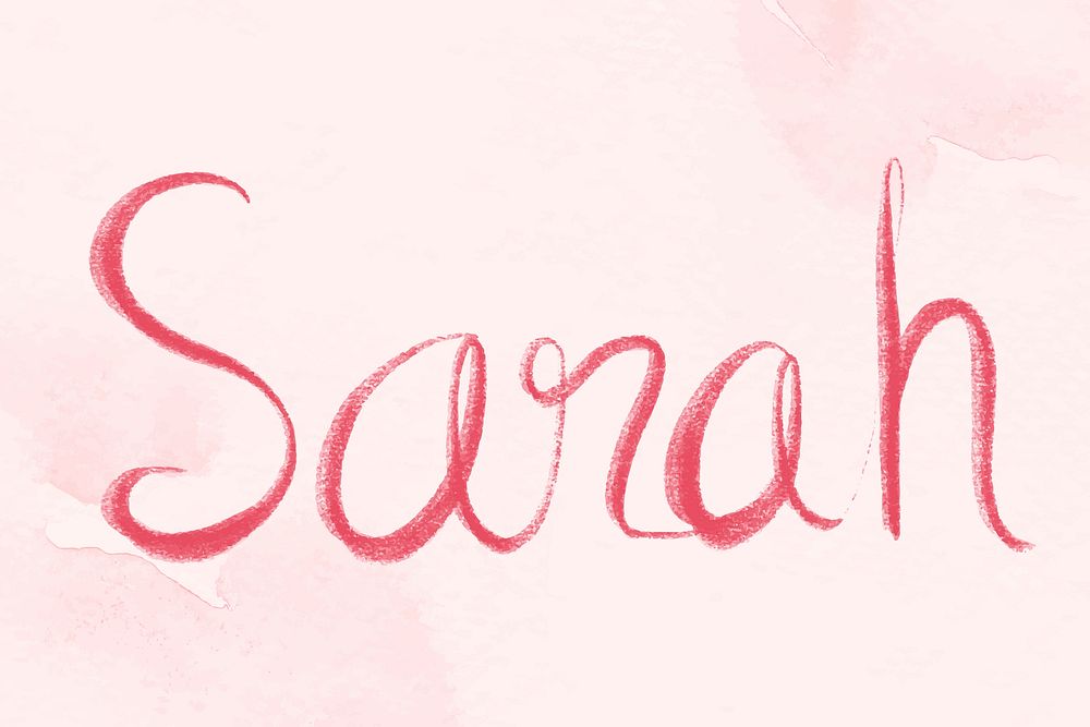 Sarah name vector word pink typography