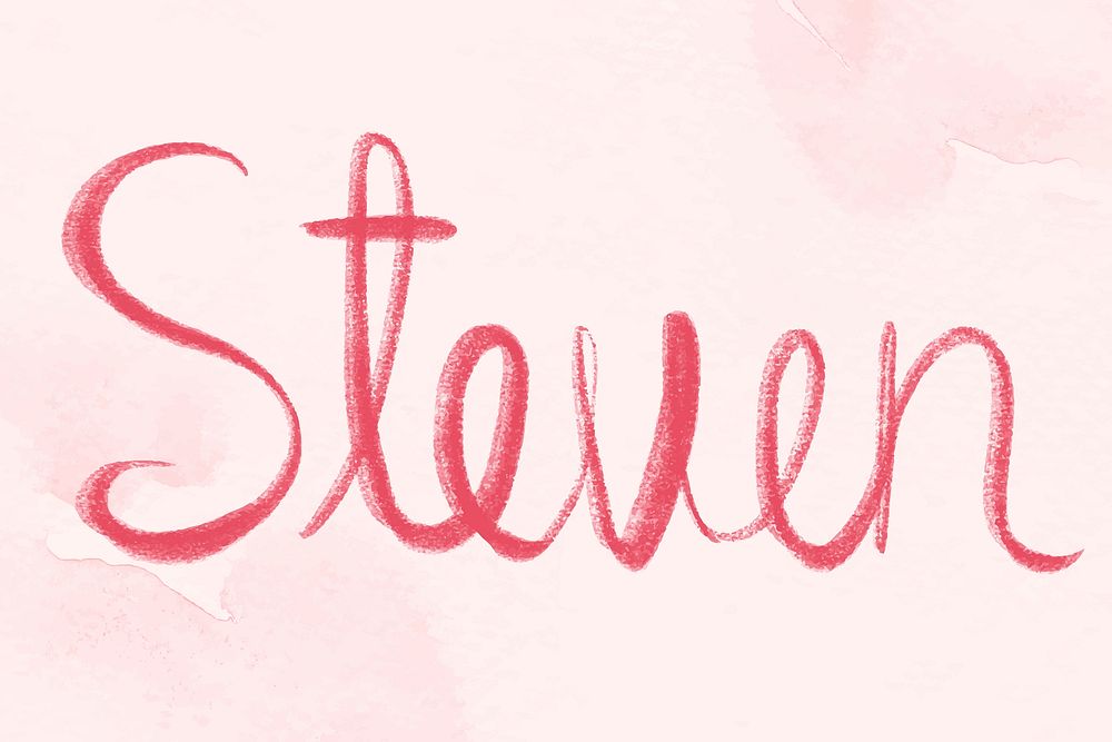 Steven name word pink vector typography