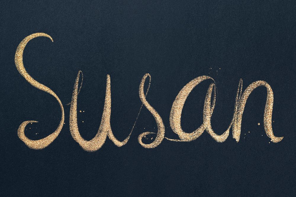 Susan sparkling cursive gold psd font typography