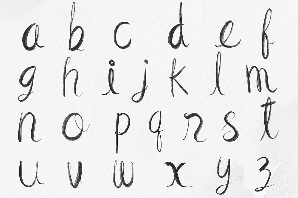 Cursive alphabet set lowercase calligraphy font typography