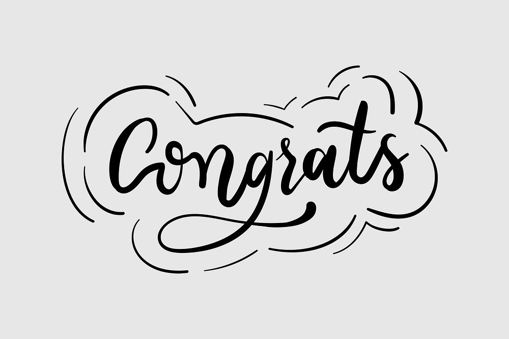 Congrats calligraphy black psd text message typography