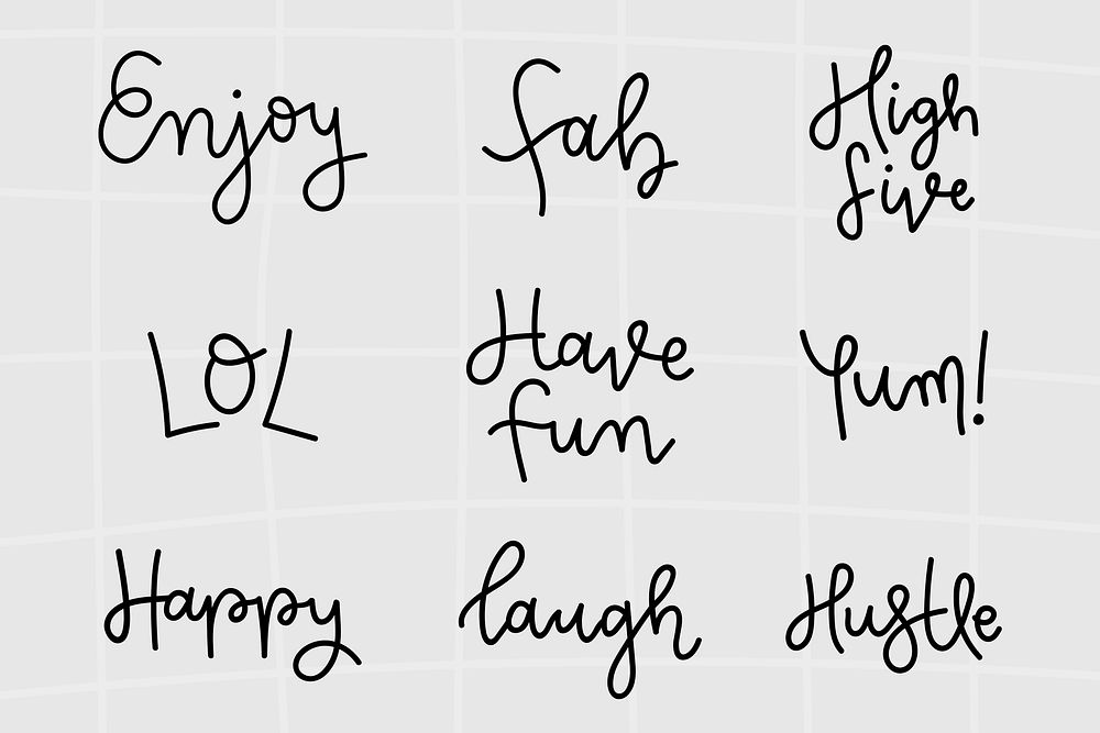 Doodle cursive psd fun words typography
