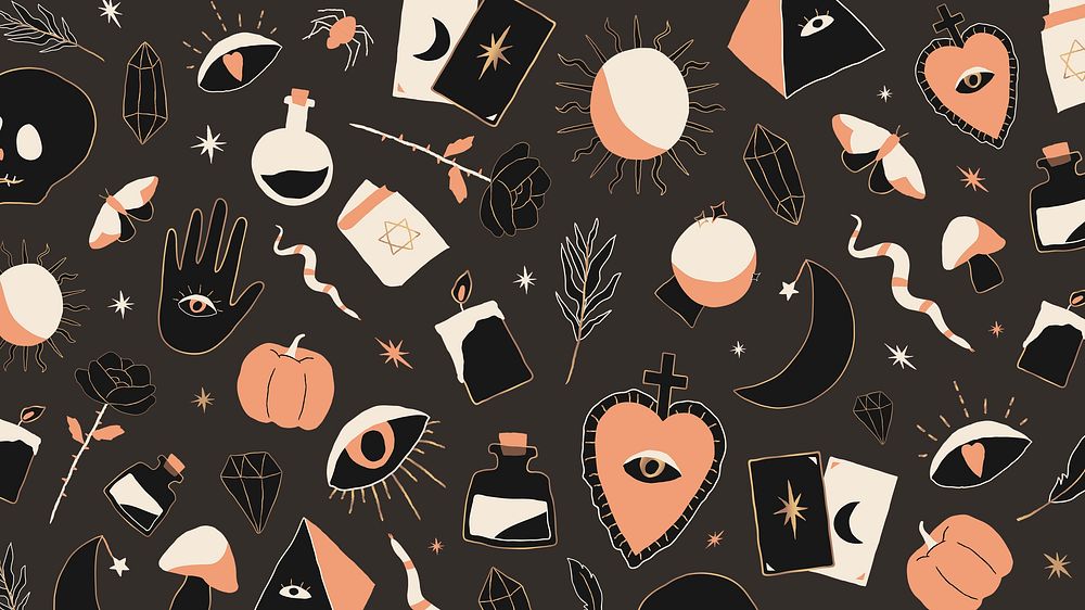 Bohemian Witchcraft doodle Halloween background