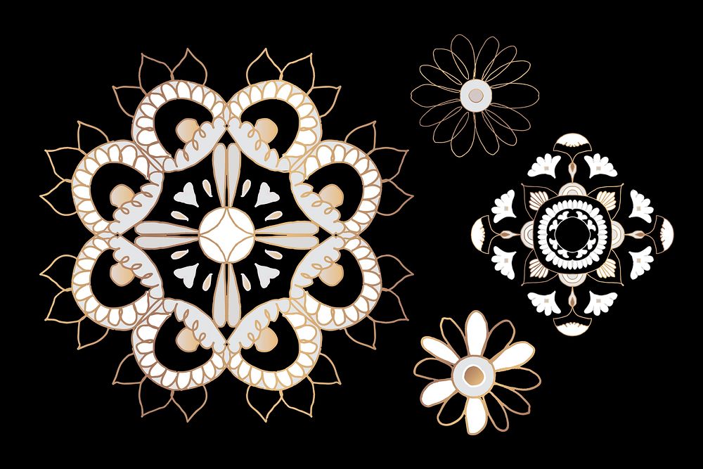 Mandala Indian symbol psd ornamental illustration set