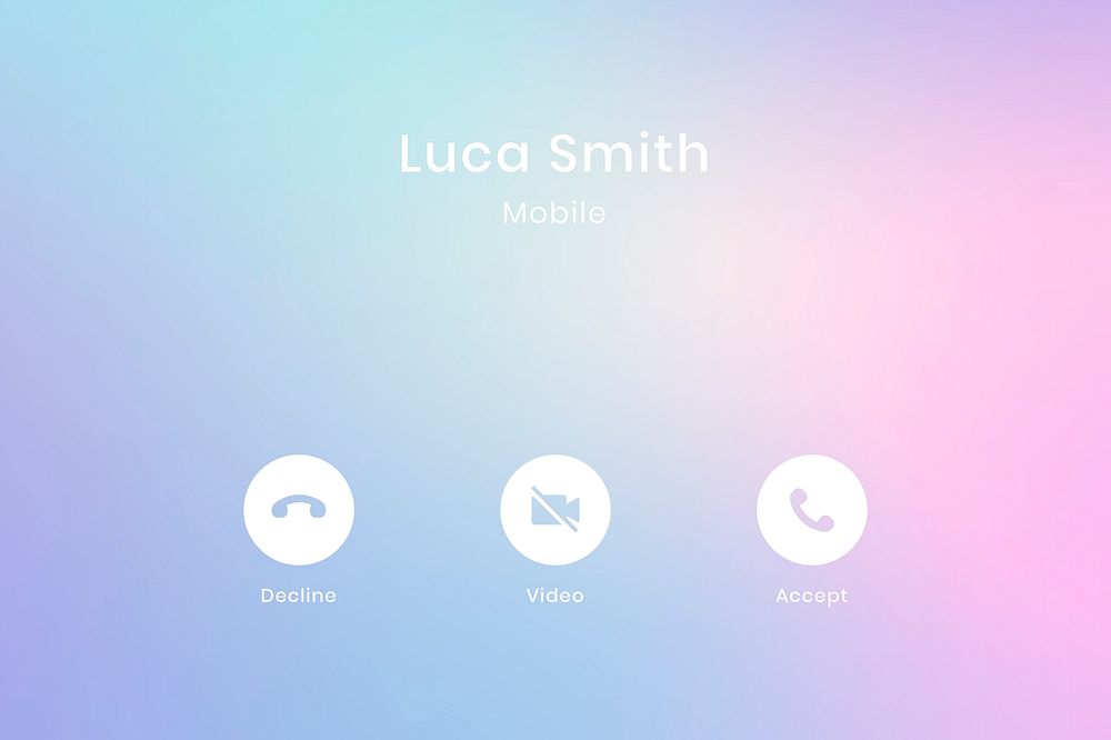 Call interface tablet screen on colorful pastel background