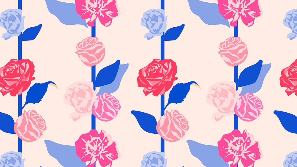 Pink feminine floral pattern with roses pastel background