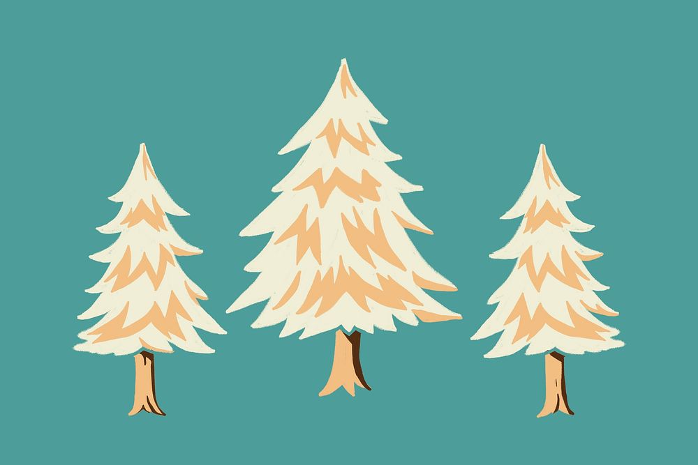 Retro beige pine trees illustration