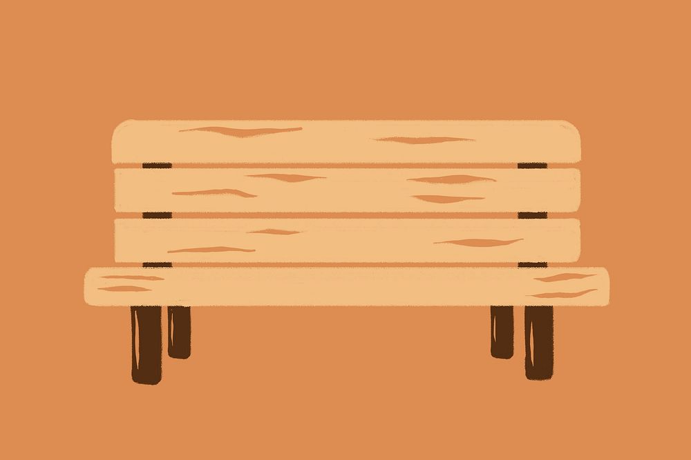 Wooden bench cute object illustration