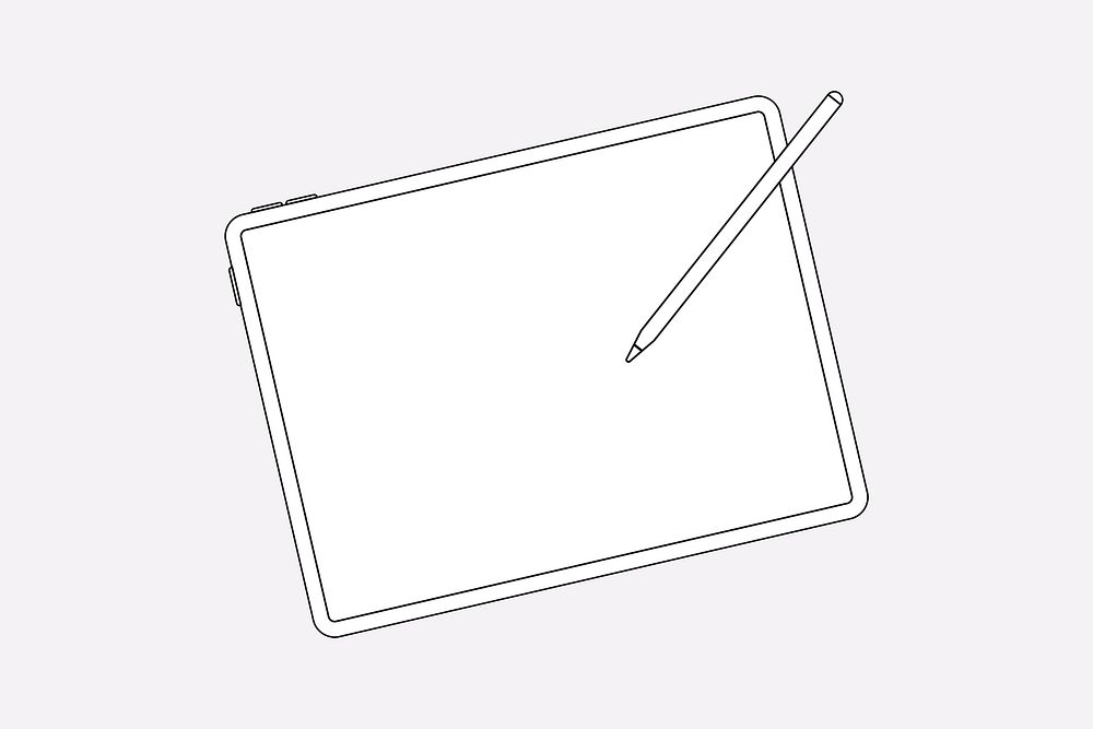 Tablet outline, blank screen, digital device illustration