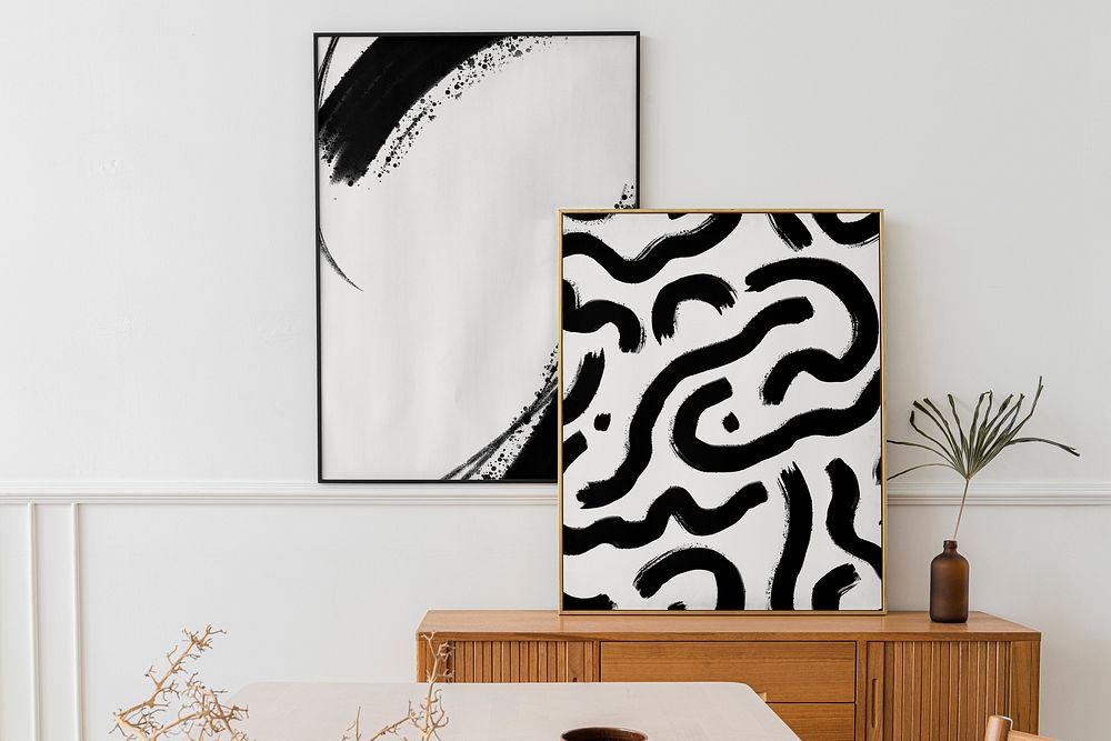 Abstract picture frame, minimal wooden interior