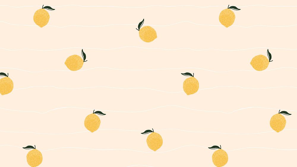 Lemon pattern desktop wallpaper, cute HD background