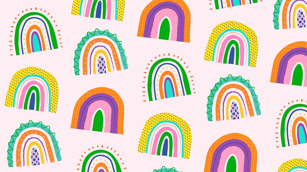 Rainbow pattern wallpaper, funky doodle desktop background