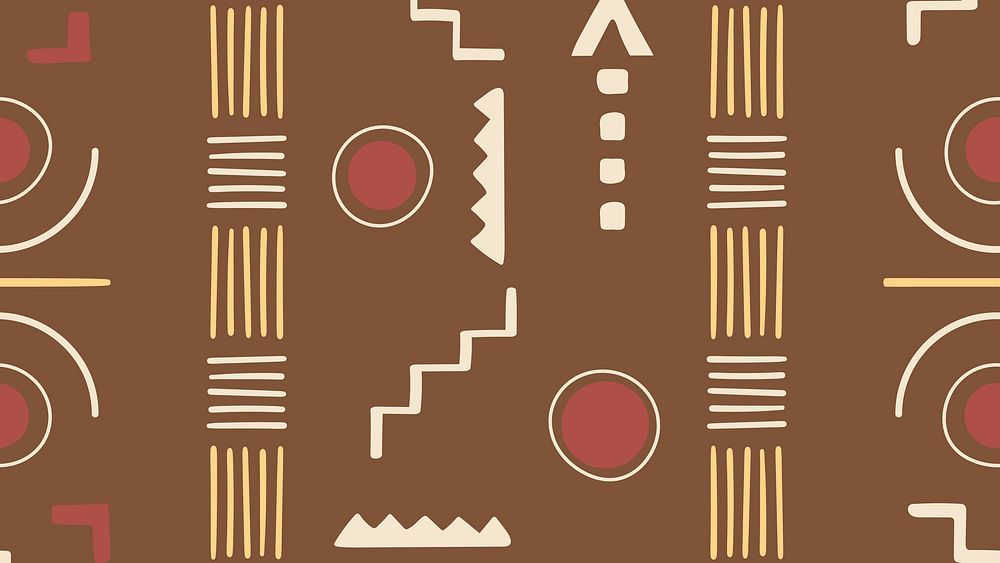 Brown desktop wallpaper, aesthetic tribal aztec geometric pattern