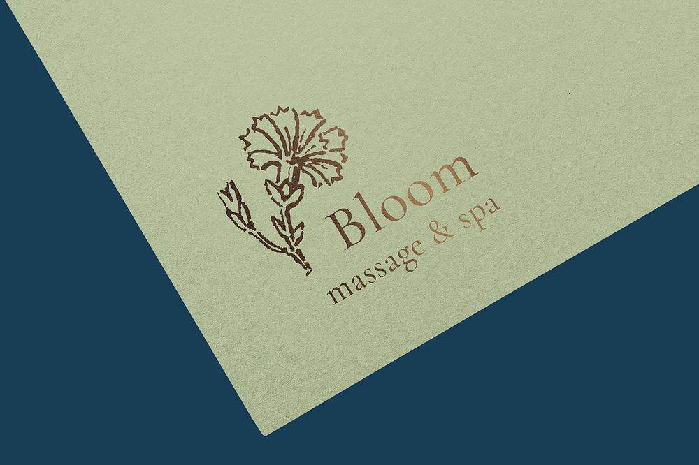 Business branding paper mockup, flower logo design psd