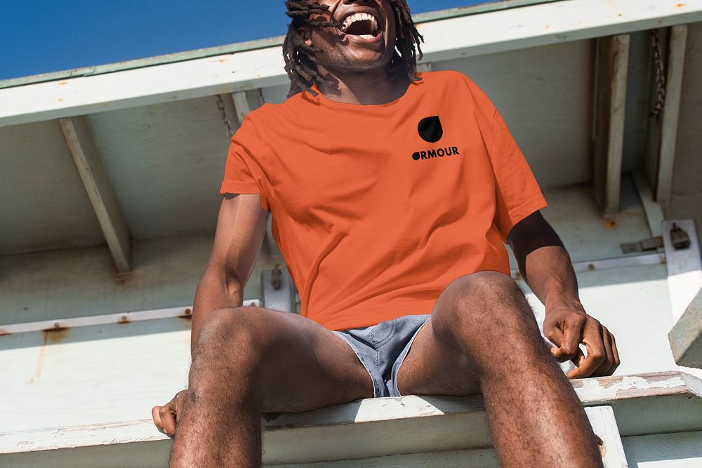 Men's orange t-shirt, Summer fashion