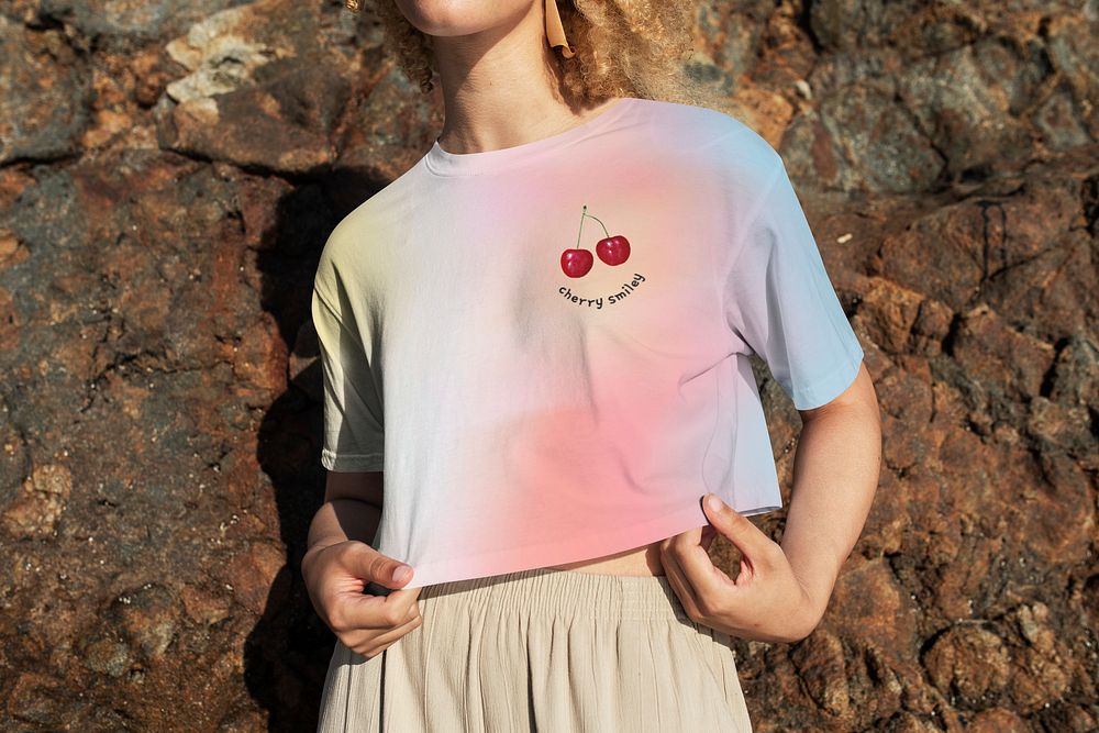 T-shirt mockup, Summer women's apparel psd