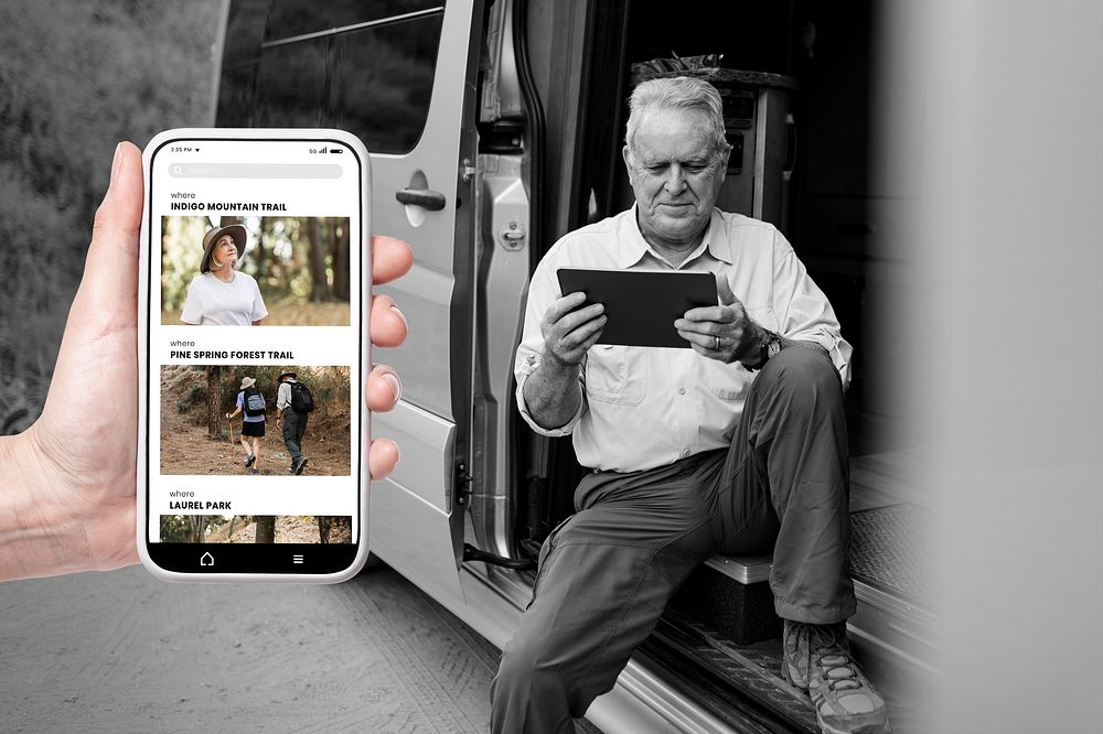 Retired man sitting van reading Premium Photo rawpixel