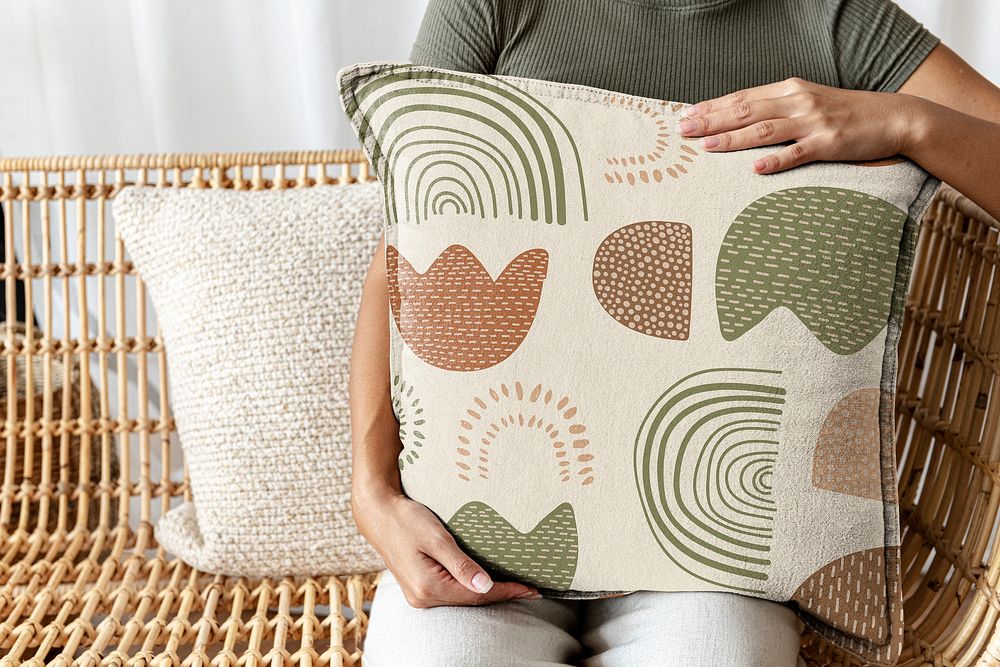 Pillowcase mockup, floral pattern, editable design psd