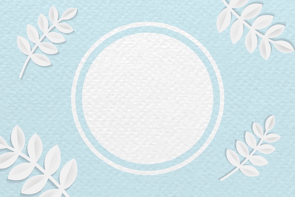 Round frame on blue botanical patterned background vector