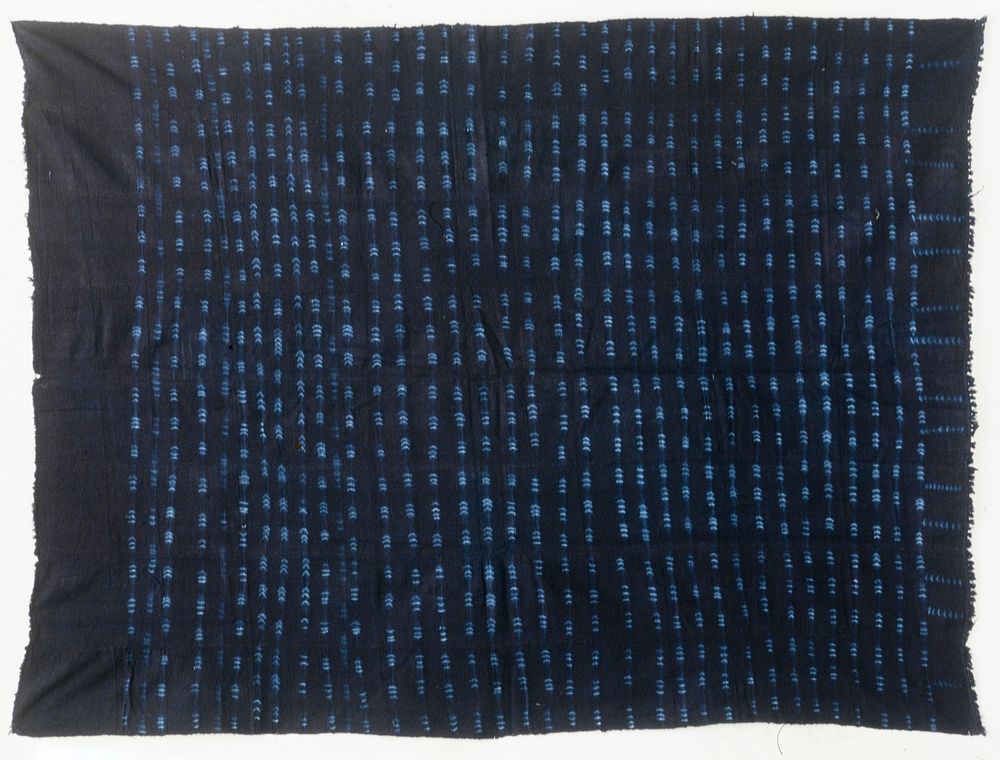 woman's skirt length, cotton, indigo dye, African (Mali) XXc stored in box; stored w/ 85.125.1,5,11 narrow band handwoven…