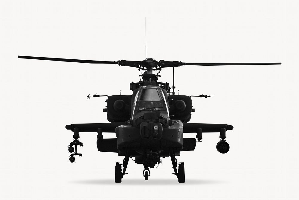 Army helicopter on white background