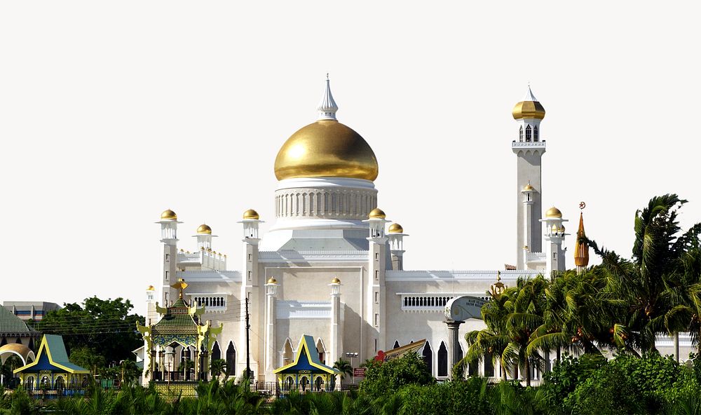 Famous mosque background border, Brunei landmark