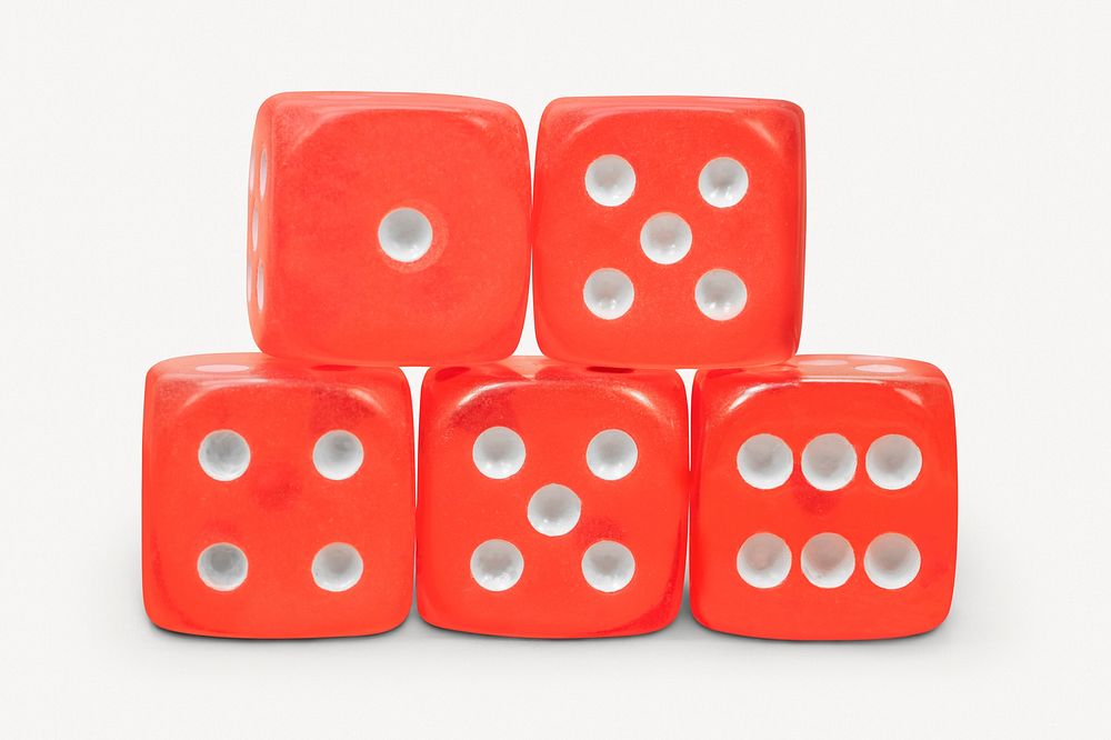 Red dice, entertainment, gambling object psd