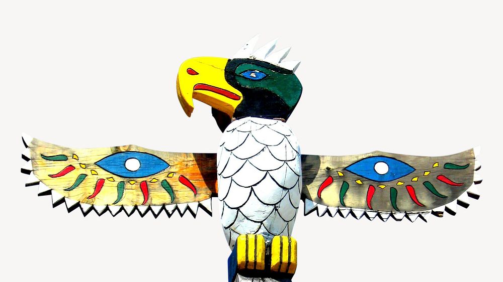 Indian eagle statue, isolated object image psd