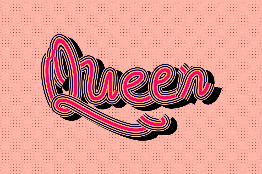 Hot pink Queen text typography dotted wallpaper