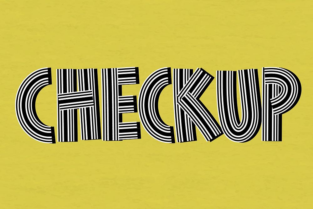 Checkup word hand drawn concentric font typography