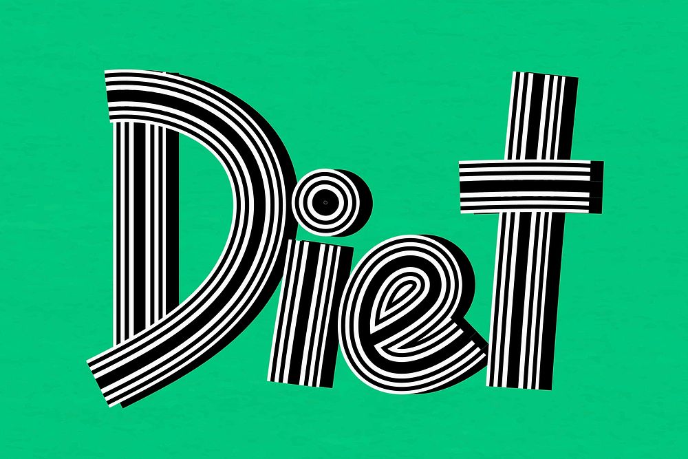 Hand drawn diet text concentric font typography retro