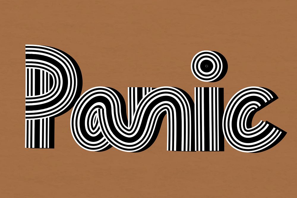 Retro panic text lettering concentric font typography doodling