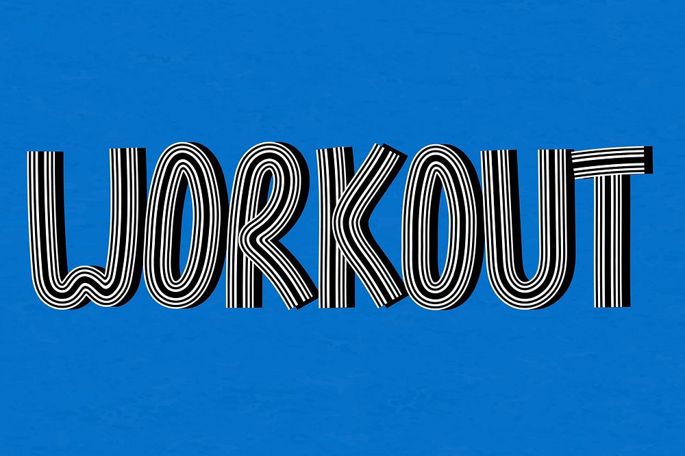 Workout text health word concentric font typography hand drawn