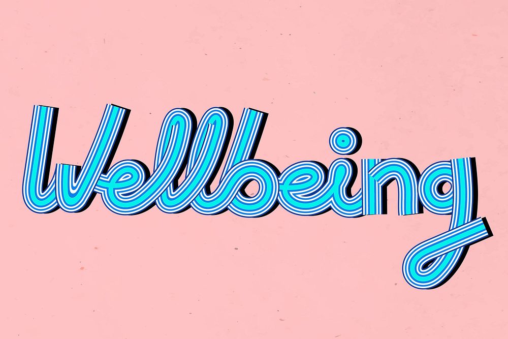 Hand drawn wellbeing lettering concentric font typography retro