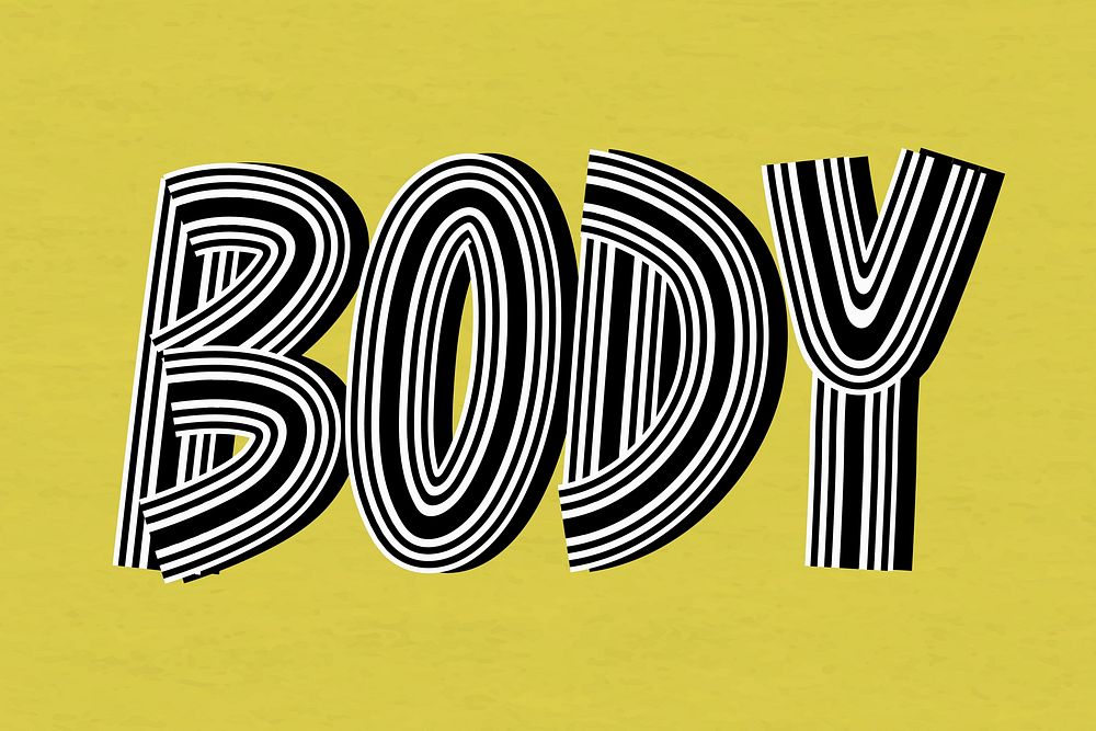 Body word hand drawn concentric font typography