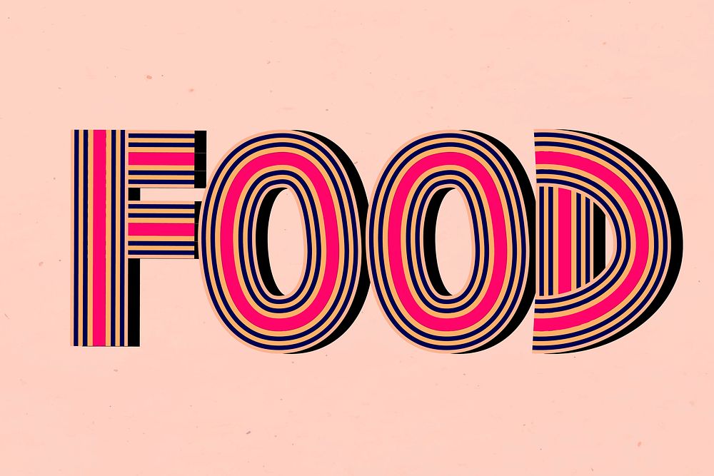 Food word health word concentric font typography hand drawn