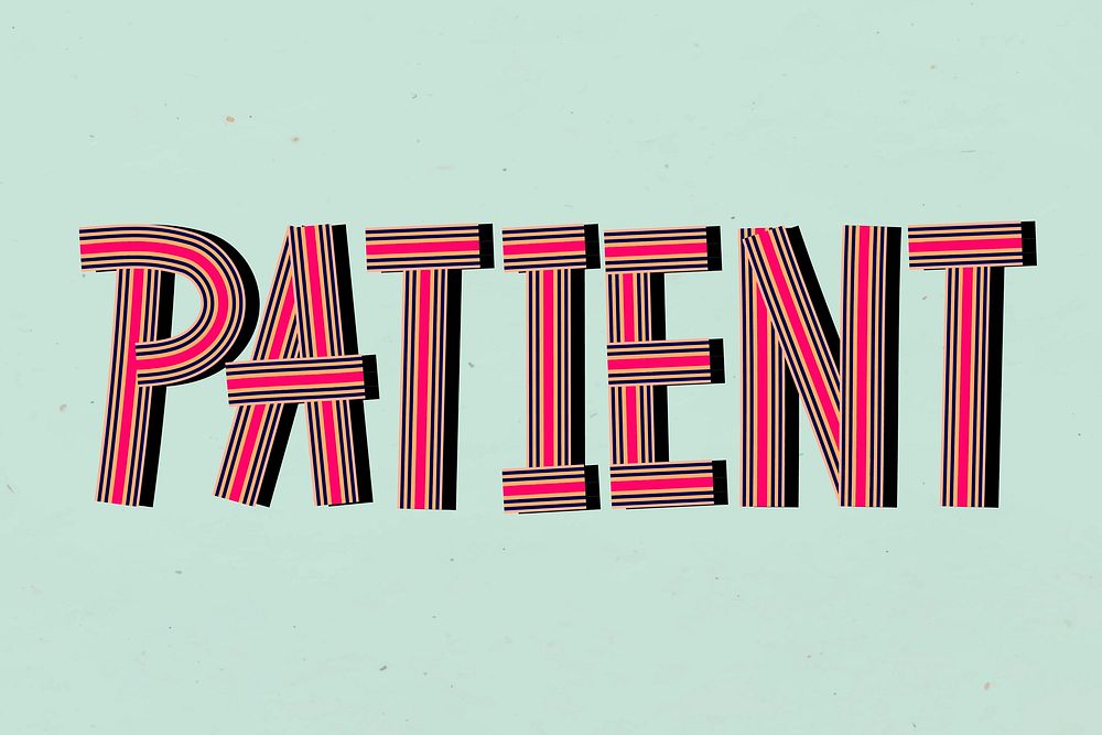 Retro patient health word multi line font typography