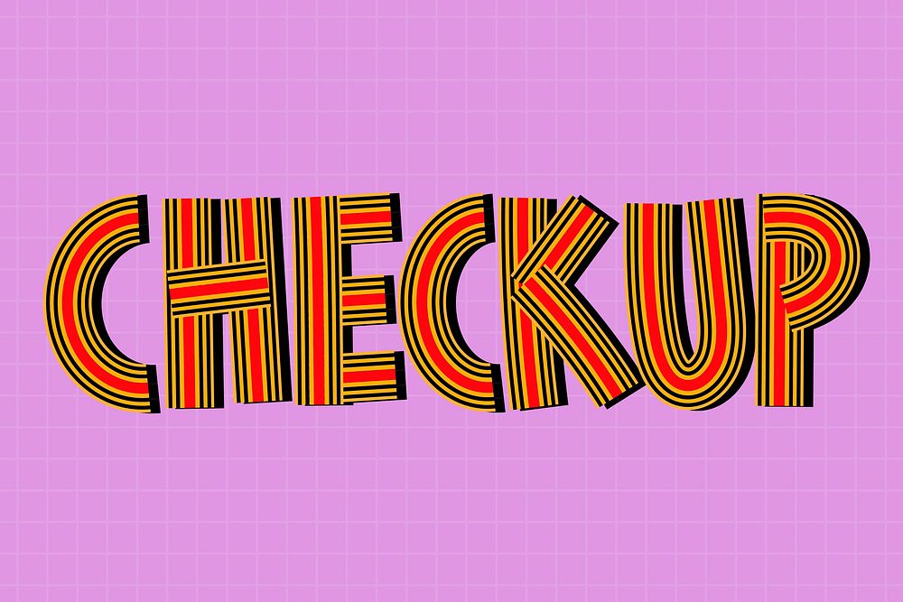 Retro checkup word line font typography hand drawn