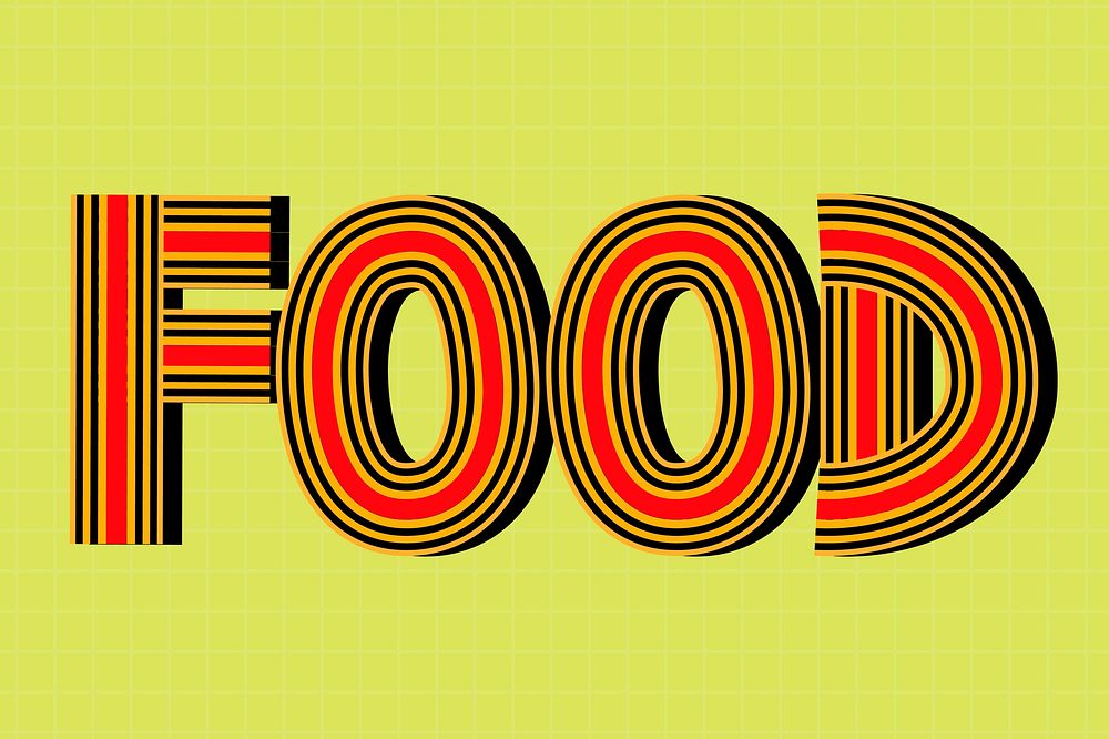 Retro food lettering concentric effect font calligraphy
