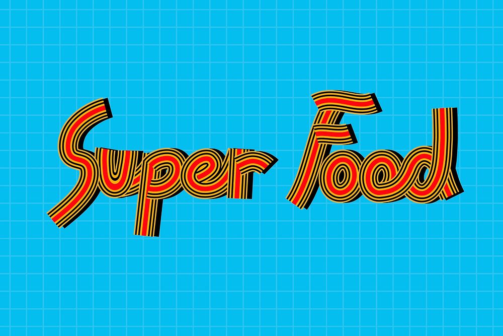Retro super food doodle lettering typography