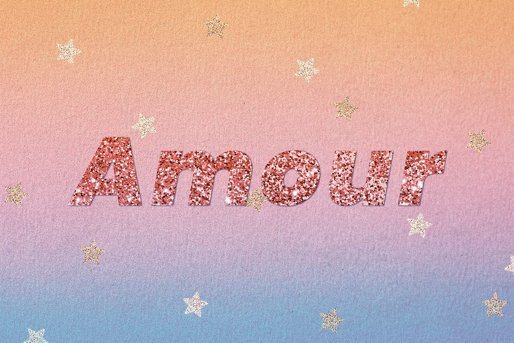 Glittery amour font typography script