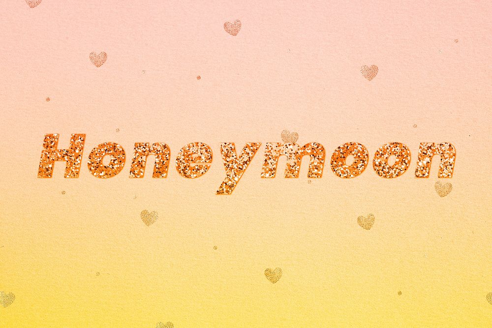 Honeymoon gold glitter text font