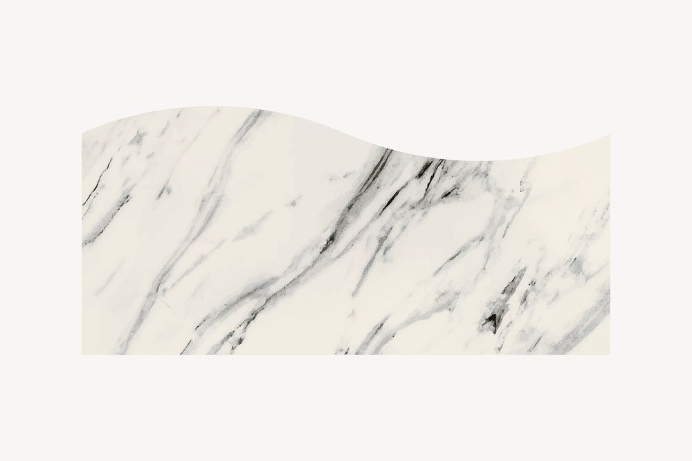 White marble banner, shape collage element psd