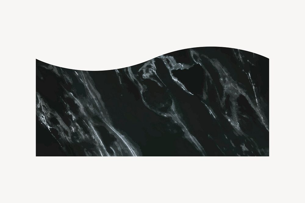 Black marble banner, shape collage element psd