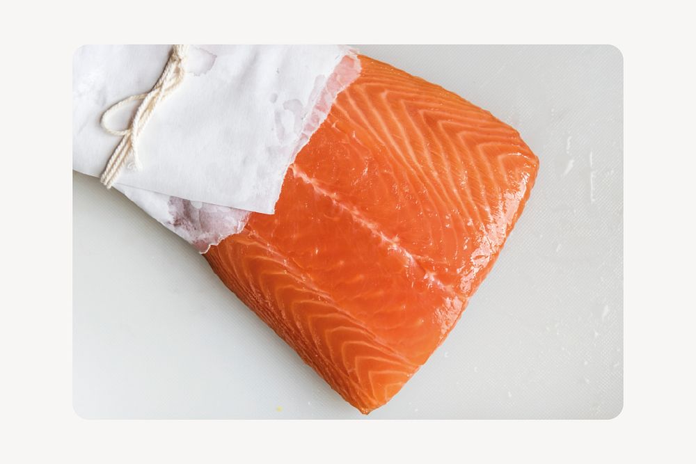 Fresh salmon, seafood collage element psd