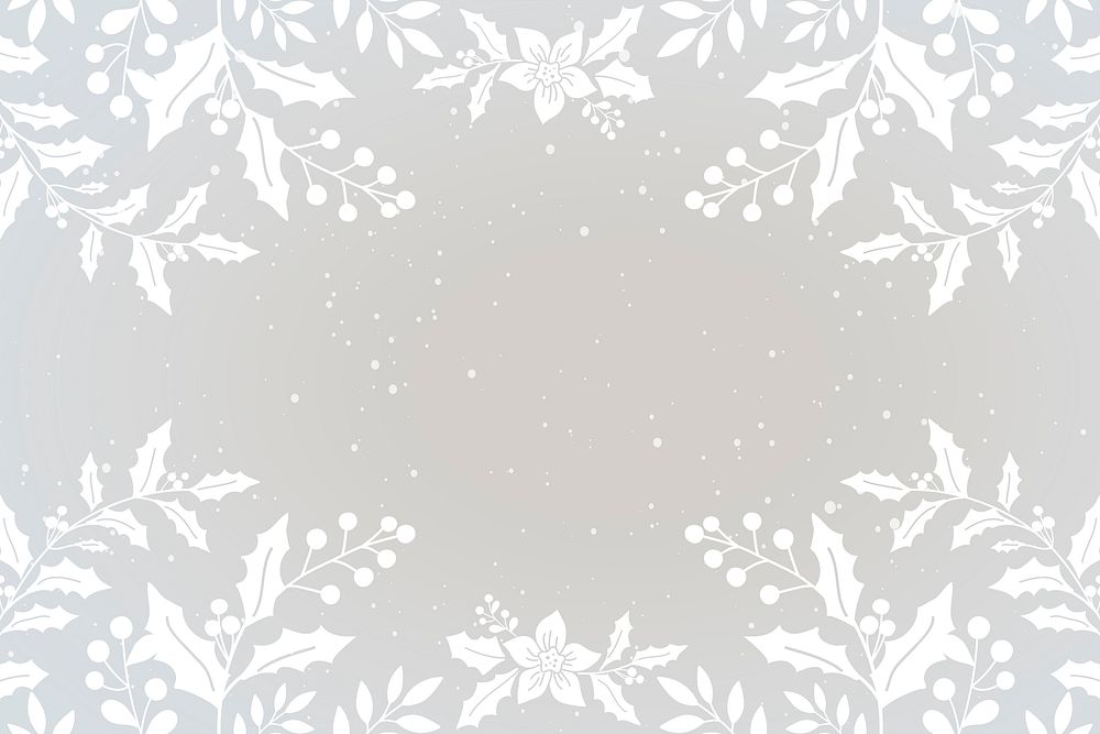 Christmas background, white holly frame design