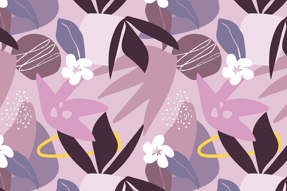 Floral pattern collage element, purple design vector